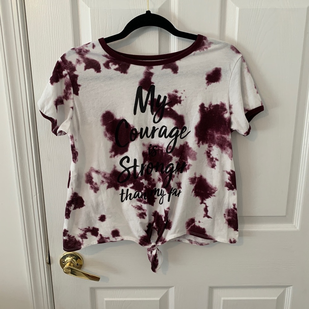 Kind Karma  purple and white tie dye tie front top